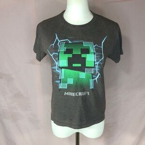 Minecraft Creeper Graphic Tee - Green on Charcoal Youth 10 Women’s XS